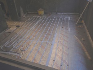 Underfloor heating being laid in Beaconsfield