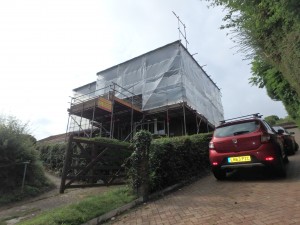 Scaffolding up and ready to start this loft extension in High Wycombe
