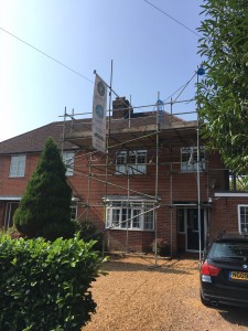 Scaffolding up and ready to start loft conversion in Beaconsfield HP9